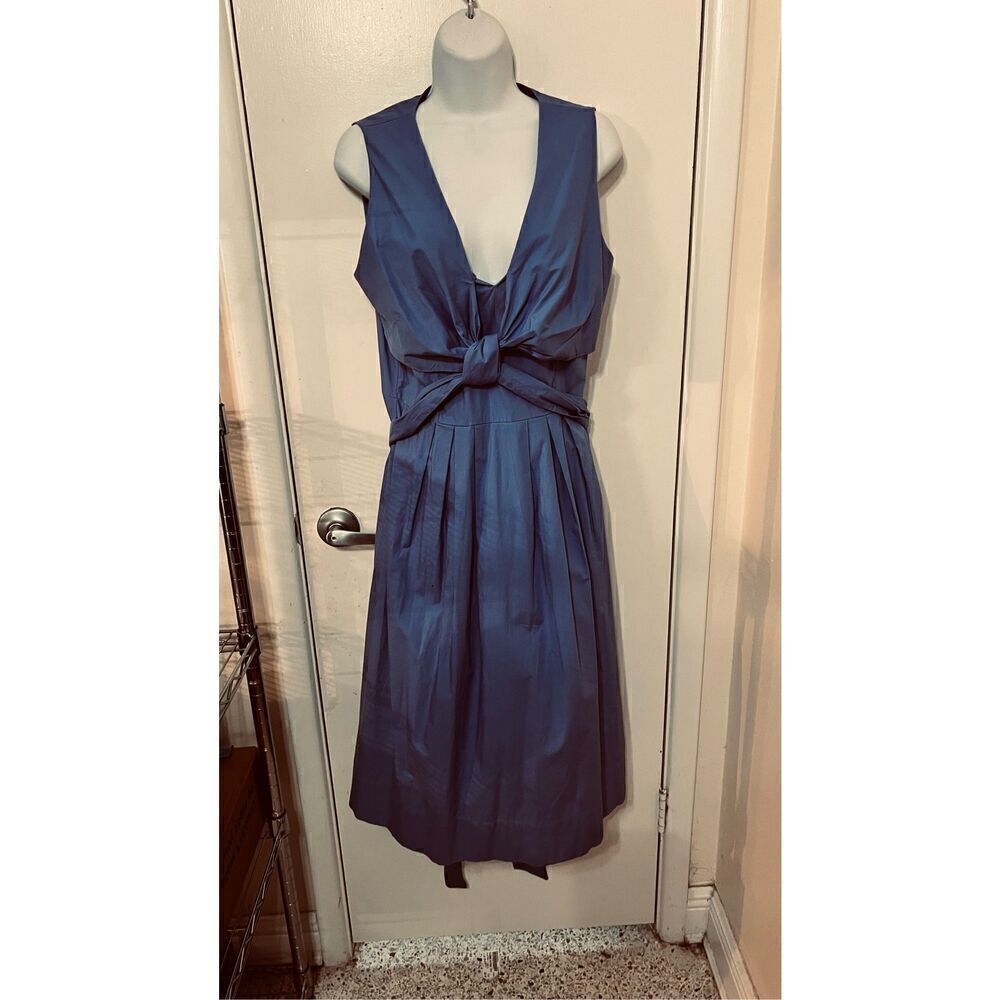J. Crew Wrap Dress Blue Cotton Poplin Dress Size 8 New ($118) - Picture 3 of 10